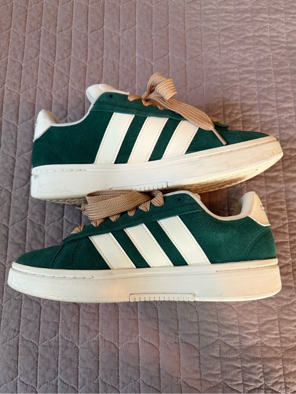 adidas Women’s Grand Court Alpha Suede Sneakers in Green and Cream - Picture 6 of 9